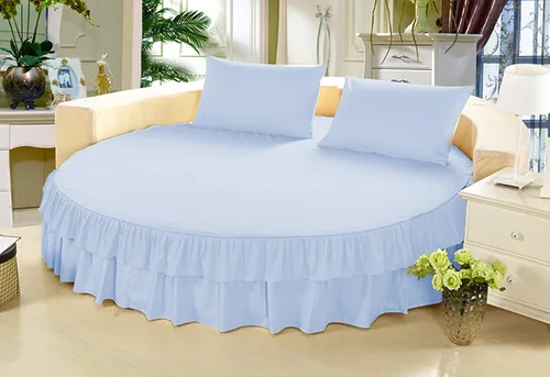 Vista 8 de Falda de cama – 1 pieza sólida de 12 pulgadas a medida con doble volante, para cama redonda, algodón puro de 800 hilos