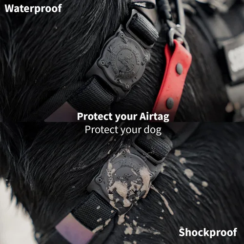 Vista 6 de SÄKER IP68 resistente al agua el soporte para collar de perro AirTag más seguro, a prueba de polvo, ultra duradero, se adapta a collares de hasta