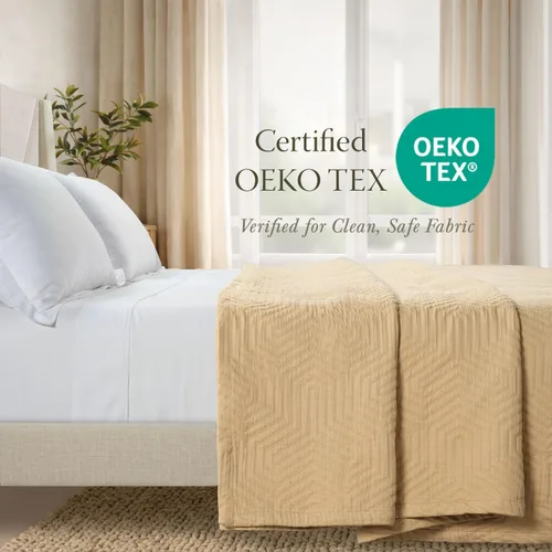 Vista 5 de Threadmill Mantas de algodón de lujo para cama de tamaño Queen Manta de tamaño Queen 100% algodón para todas las estaciones Aster Jacquard