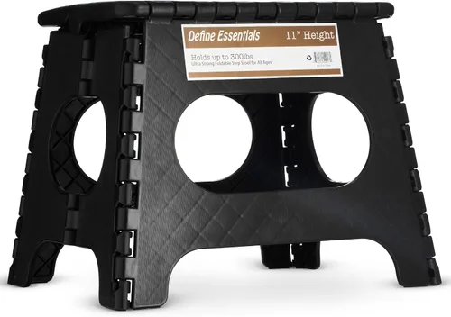 Vista 4 de Taburete plegable – 11 pulgadas de altura – El taburete ligero es lo suficientemente resistente como para soportar adultos y lo suficientemente