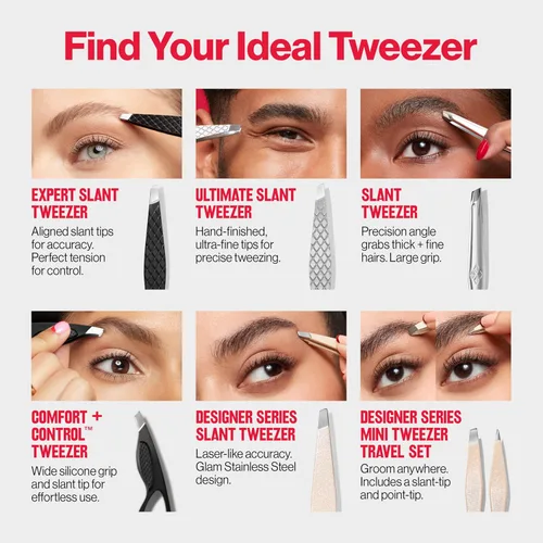 Vista 10 de Revlon Designer Series - Pinzas inclinadas de alta precisión, hechas con acero inoxidable de larga duración, 1 unidad