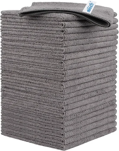Vista 14 de HOMEXCEL Paño de limpieza de microfibra, paquete de 24 trapos de limpieza, toallas de limpieza con 4 colores surtidos, 11.5 x 11.5 pulgadas Amarillo