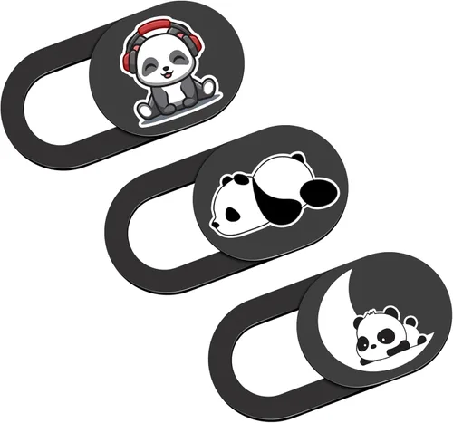 Vista 16 de Funda deslizante para cámara de laptop, 0.02 pulgadas, ultradelgada, linda con diseño de panda, para MacBook Pro, laptops, smartphone, Mac, PC