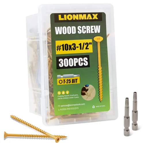 Vista 95 de LIONMAX Tornillos de cubierta de 4 pulgadas, tornillos para madera #10 x 4, 50 unidades, resistentes a la corrosión, revestimiento epoxi exterior