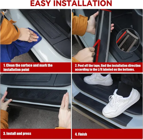 Vista 6 de REFORM DESIGN Protectores de umbral de puerta compatibles con Ford Bronco 2 puertas 2024 2023 2022 2021, 2 piezas de TPE sólido para borde