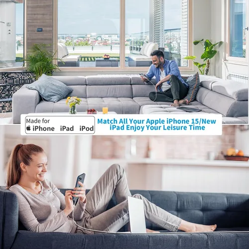 Vista 7 de [Apple MFi Certified] iPhone 17 16 Charger Fast Charging, GEONAV 4Pack 20W USB C Charger Dynamic Power Adapter Type C Wall Chargers with 6FT Type C