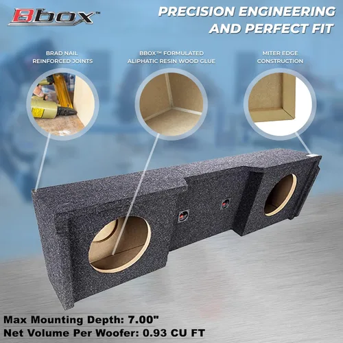 Vista 4 de Bbox Caja de subwoofer doble sellada de 10 pulgadas, caja de subwoofer Accu-Tuned mejora la calidad de audio, sonido y graves - Compatible
