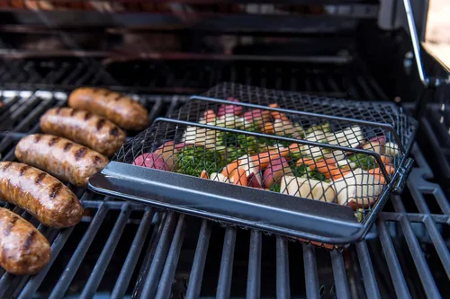 Vista 4 de Char-Broil Cesta antiadherente para parrilla, color negro, plateado