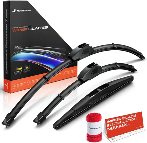 Vista 21 de A-Premium Juego de 3 limpiaparabrisas con indicador de desgaste y toalla, compatible con Dodge Nitro 2007-2011, juego de escobillas