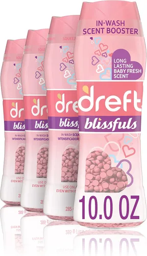 Dreft Blissfuls - Perlas potenciadoras de aroma de lavandería para lavadora, Baby Fresh, 10 onzas, 4 unidades