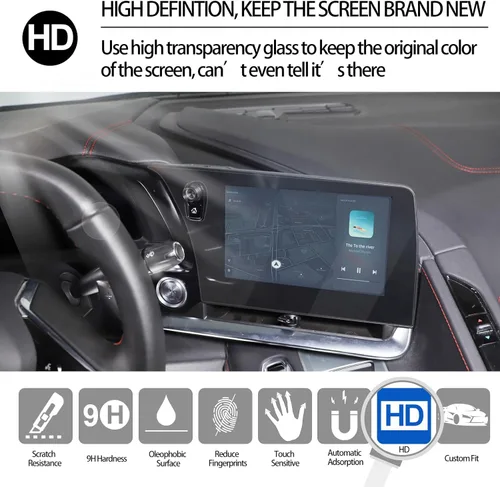 Vista 5 de Protector de pantalla GPS compatible con Chevrolet Corvette C8 2020-2025, protector de pantalla de navegación, pantalla táctil central, película