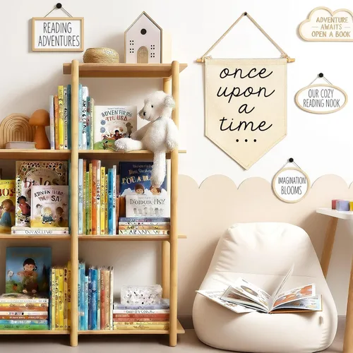 Vista 7 de Once Upon a Time, decoración para cuarto del bebé, dormitorio, sala de juegos, librería, rincón de lectura, regalo de cumpleaños, Navidad, banderín