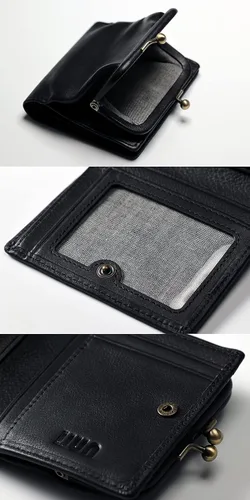 Vista 4 de IJUN Full Grain Leather Bifold Small Wallet with Kiss Lock Coin pocket Genuine Leather Vintage Tanned Cowhide