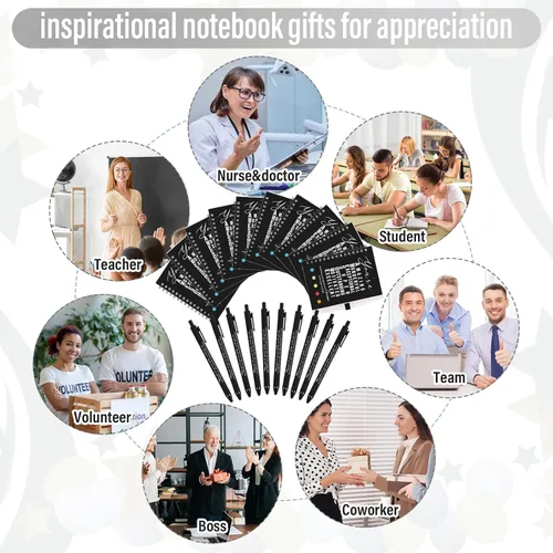 Vista 6 de Jetec 10 Sets Back to School Gifts Bulk Inspirational Spiral Notebook with Pens and Sticky Notes Pen Holder Employee Appreciation Gifts for Teacher
