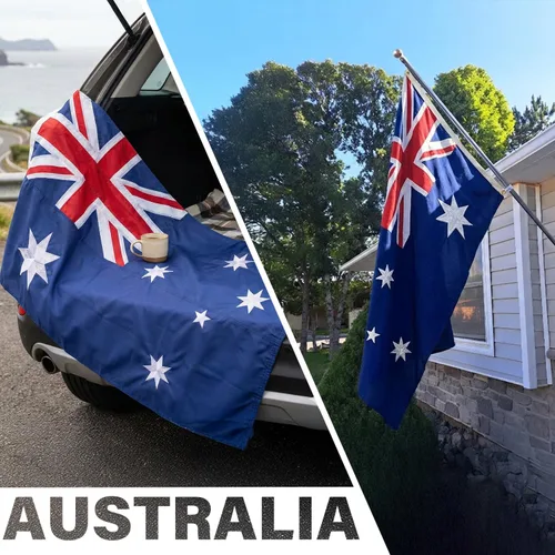 Vista 6 de XIFAN Bandera de Australia prémium de 3 x 5 pies, para exteriores, grande, de doble cara, resistente, nailon 210D, bordado, estrellas, bandera