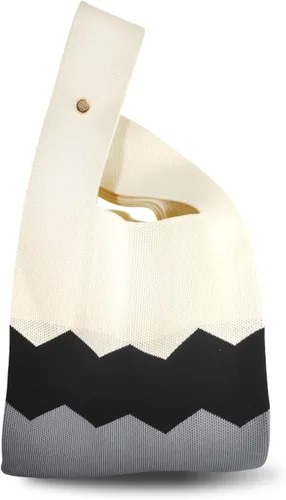 Crochet Tote Bag for Women, Small Cute Knot Wristlet Knitted Handle Bag Canvas Handbag Pouch, Aesthetic Knit Purse