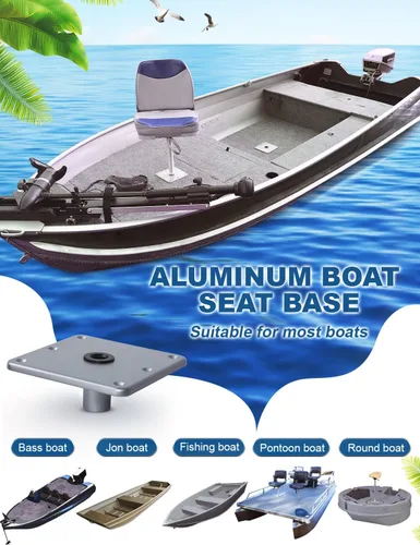 Vista 2 de MATINA Base de asiento de barco, pedestal y base de aluminio de 7 x 7 pulgadas con enchufe de poste de pasador de 3/4 pulgadas, accesorios de barco