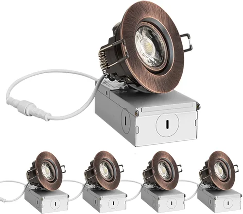 Vista 7 de ZYC Luces LED Empotradas Gimbal de 3 pulgadas - Paquete de 4 Luces de Techo Empotradas con Ribete Blanco, Luz LED Gimbal Sin Lata Tipo Ojo, 5