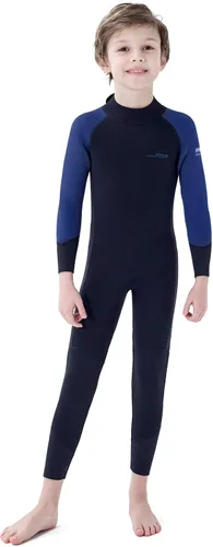 Dark Lightning - Traje de neopreno térmico para niños de 3/2 mm para niños y niñas, traje de baño térmico de neopreno, traje de baño de una pieza