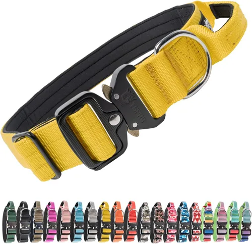 Vista 30 de TSPRO Collares Premium para Perros Collar Táctico para Perro con Asa y Hebilla Metálica de Liberación Rápida de Servicio Pesado Duradero Grueso