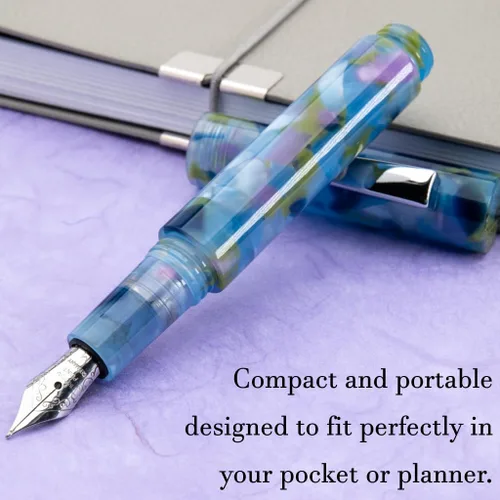 Vista 6 de Monteverde MVP - Pluma estilográfica Blue Squares - Punta Stub - Mini bolígrafo de bolsillo compacto y versátil - Punta JoWo fabricada en Alemania