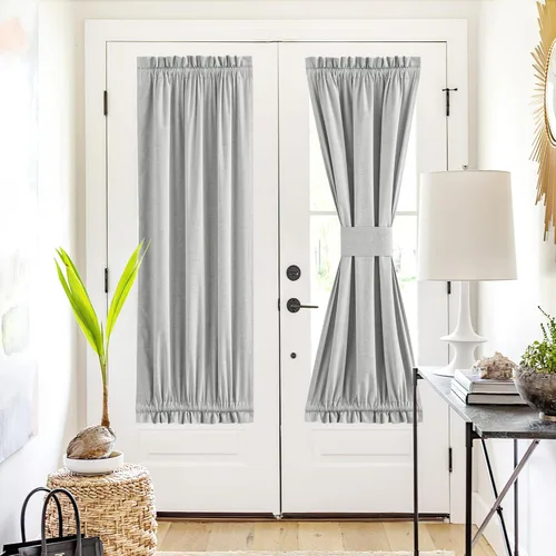Vista 133 de NICETOWN Cortinas de Lino para Puerta Lateral - Cortinas Opacas con Aislamiento Térmico para Puerta Delantera Francesa para Sombra Pequeña