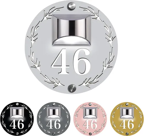 Vista 8 de Placa de dirección con números de casa solares, LED, moderno, personalizado, señalización, rectangular, 11.8 x 11.8 in