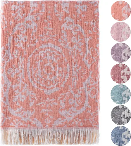 Vista 7 de Fe&Ze Toalla de playa turca con lazo para colgar, 35 x 70 pulgadas, toallas de baño turcas 100% algodón, de secado rápido, altamente absorbentes