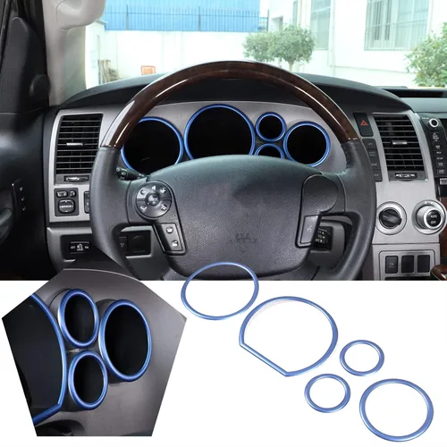 Vista 8 de HAPPYHORSE Kit de decoración de anillo envolvente para tablero de automóvil compatible con Tundra 2007 2008 2009 2010 2011 2012 2013-5 unidades Rojo