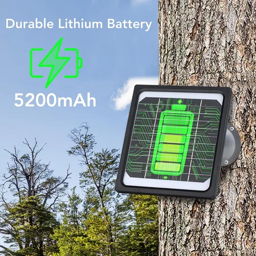 Vista 3 de Panel solar de 5 W y 12 V para cámara de rastro con batería recargable de 5200 mAh - Kit de cargador solar impermeable IP65, fuente de alimentación