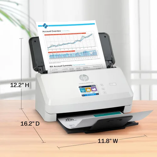 Vista 4 de HP ScanJet Pro N4000 snw1, escáner rápido de 2 caras con alimentador automático de documentos, lo mejor para pequeñas empresas (6FW08A)