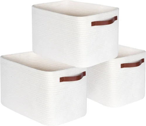 Vista 10 de MINTWOOD Design Paquete de 3 canastas de almacenamiento para estantes, canastas decorativas para organizar, canastas tejidas para almacenamiento