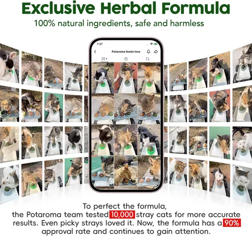 Vista 5 de Potaroma 4 juguetes de bola Silvervine con hierba gatera, bola de energía extra para gatos, masticable comestible para gatos, limpieza dental