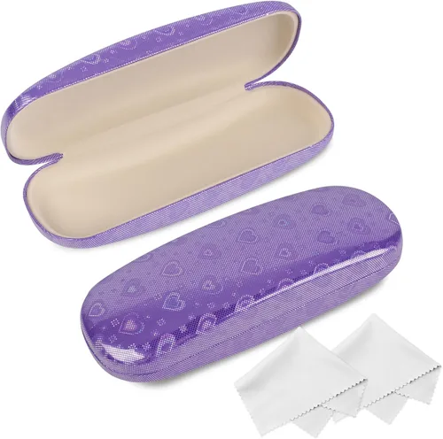 Vista 11 de Estuche para gafas Joyberg, paquete de 2 estuches para gafas con paño de limpieza, estuche para gafas de carcasa rígida que se adapta a la mayoría