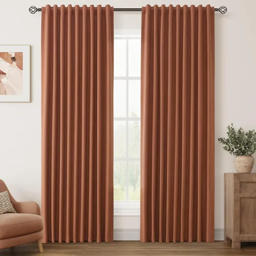 Vista 22 de Beige White 100% Blackout Curtains 84 Inch Length for Bedroom Back Tab Thick Heavy Black Out Linen Drapes Farmhouse Rustic Living Room Thermal