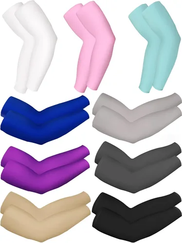 Vista 10 de Bememo 9 pares de mangas de protección UV, mangas de enfriamiento largas para brazos para hombres y mujeres