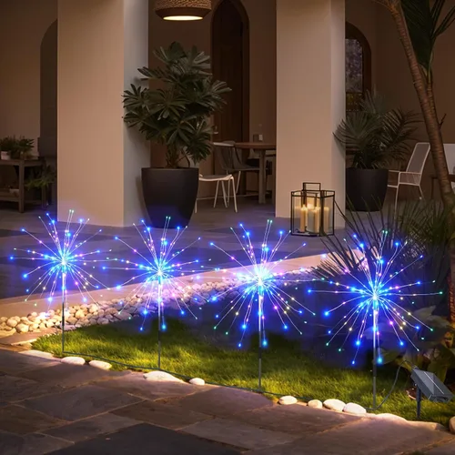 Vista 19 de Anordsem Luces Solares para Exteriores Decorativas: Alambre de Cobre Flexible con 120 Perlas LED de Fuegos Artificiales - Impermeables, DIY