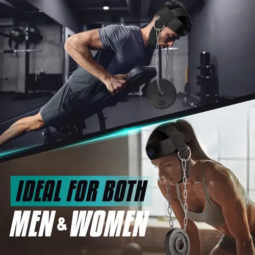 Vista 5 de Yes4All Arnés de cuello ajustable para entrenamiento con pesas, correa acolchada ancha para fortalecimiento y entrenamiento de resistencia, arnés
