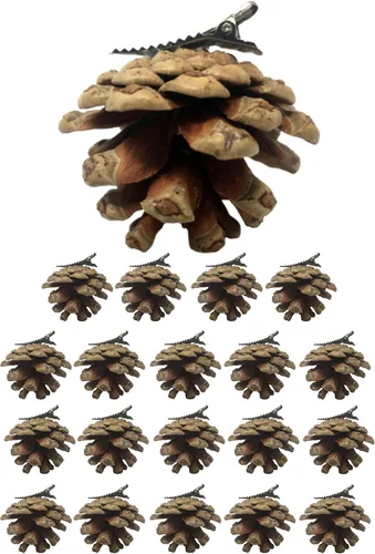 Adornos de Navidad de piña, decoraciones de Navidad, adornos navideños con clip, juego de 20 piñas reales con clips de metal plateados adjuntos