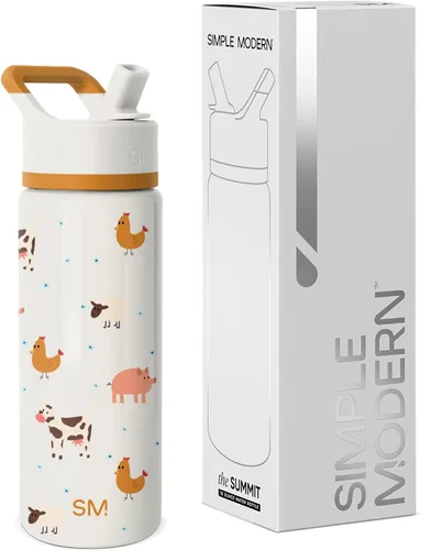 Vista 10 de Simple Modern Summit - Botella de agua con tapa con pajilla, vaso con aislamiento térmico de acero inoxidable de 14 onzas para niños pequeños