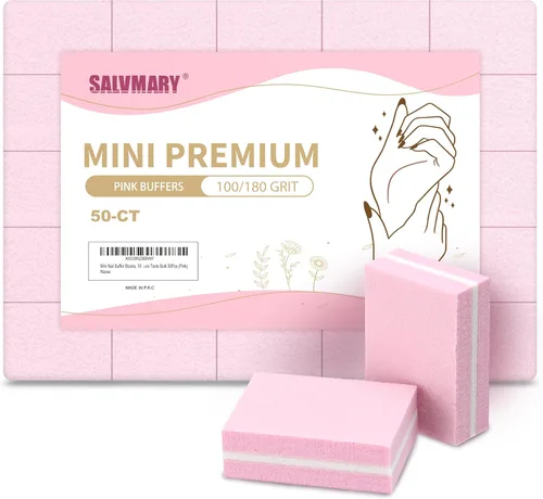 Vista 8 de Mini lima de bloque pulidor de uñas, grano 100/180, esponja, bloques de lijado, herramientas de manicura, 50 unidades (morado)