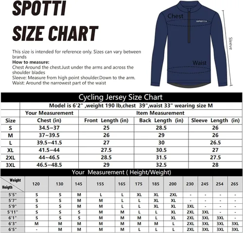 Vista 6 de Spotti Playera de mangas largas para ciclismo, para hombre. Remera para ciclismo, transpirable y de secado rápido.