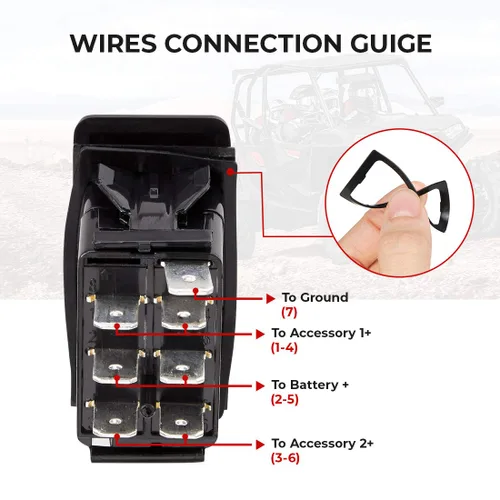 Vista 6 de KEMIMOTO Interruptor basculante de cabrestante de 7 pines, interruptor basculante momentáneo UTV compatible con Polaris RZR Ranger Can-am luz LED