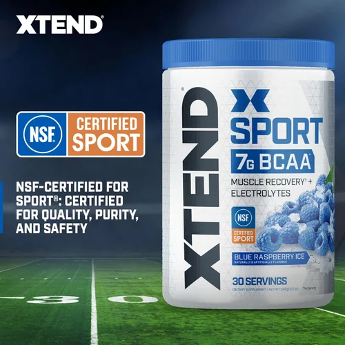Vista 8 de XTEND Sport BCAA Powder Blue Raspberry Ice - Polvo de electrolitos para recuperación e hidratación con aminoácidos - 30 porciones