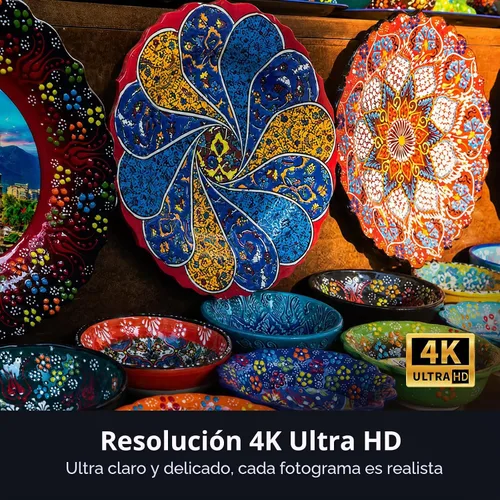 Vista 4 de HAPPRUN Proyector para exteriores de 3000 lúmenes ANSI con Google TV Negro