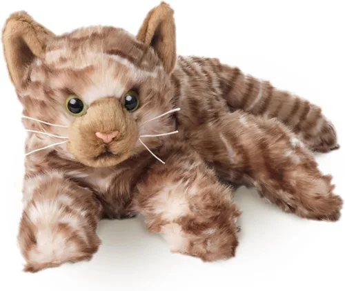 Bearington Louie el gato realista - Peluche de gato atigrado marrón de 15 pulgadas con piel de felpa suave, adorable diseño realista para niños