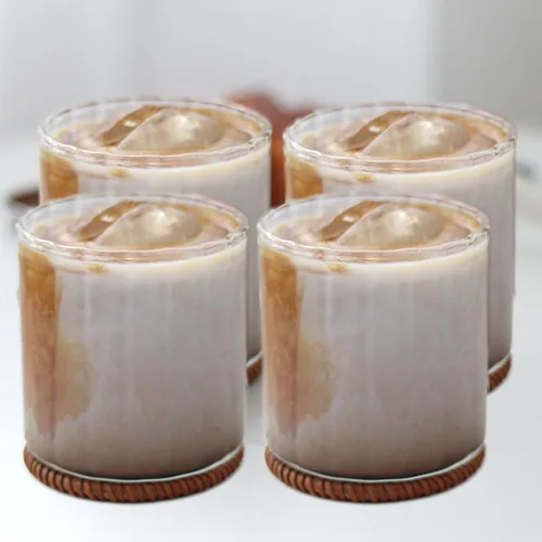 yutrenn 4 vasos de vidrio helado de 12 onzas, 11.8 fl oz, vidrio transparente grueso para agua, cristalería vintage para cafetería, bar, vaso de