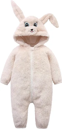 Hikido Trajes de invierno de forro polar para bebé, lindo disfraz cómodo de dibujos animados para bebés de 0 a 18 meses