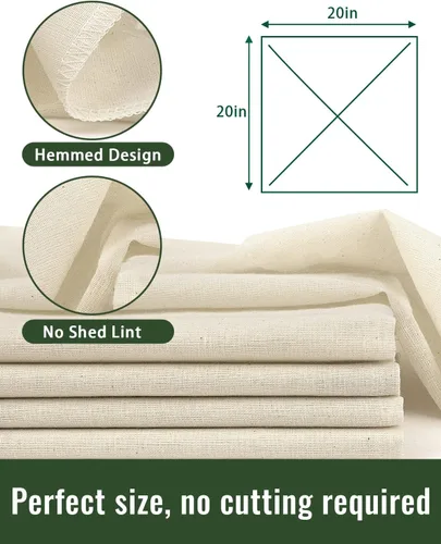 Vista 7 de Estopilla para colar grado 100, 5 piezas reutilizables con dobladillo de 20 x 20 pulgadas, 100% algodón sin blanquear para colar, filtrar, enlatar