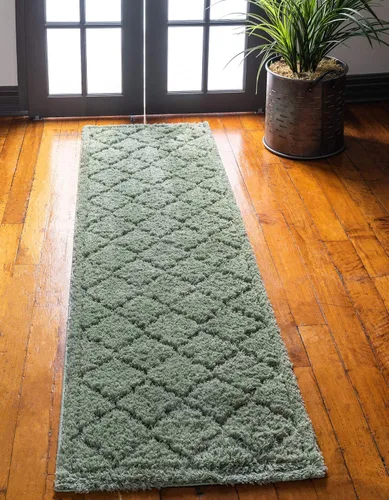 Vista 20 de Unique Loom Trellis Shag Collection - Alfombra de pasillo geométrica, moderna, marroquí, celosía, gris oscuro (2 pies x 6 pies 7 pulgadas)
